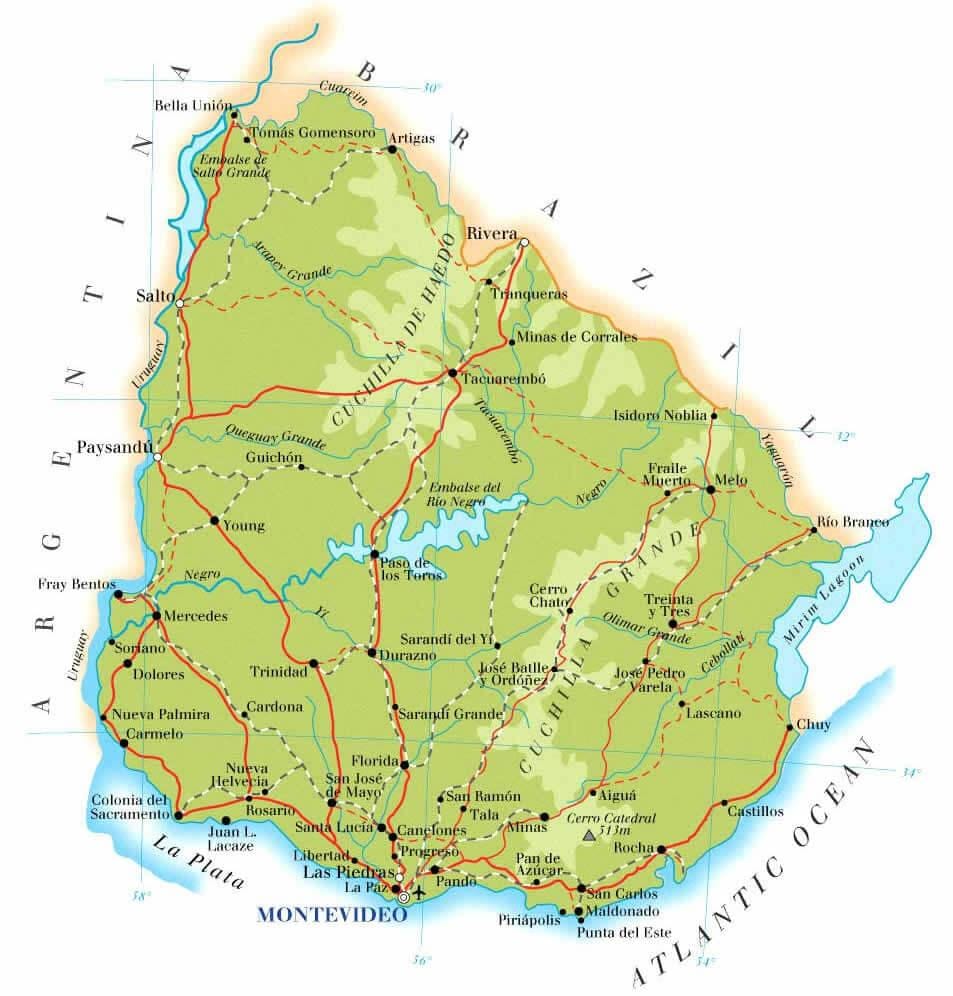 வரைபடம் உருகுவே புவியியல்